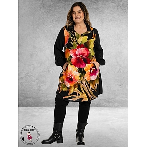 GOZZIP Tuniek Ava Zwart/Bloemen